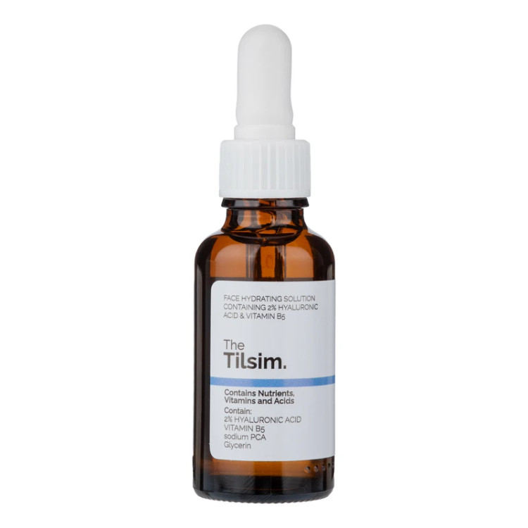 سرم آبرسان صورت تیلسیم مدل هیالورونیک اسید و B5 حجم 30ml مناسب انواع پوست با تنظیم ترشح چربی و ترکیبات گلیسیرین و ویتامین B5، مناسب استفاده روز و شب